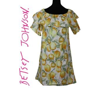 Betsey Johnson Short Sleeve Dress in Lemon Print Size 12